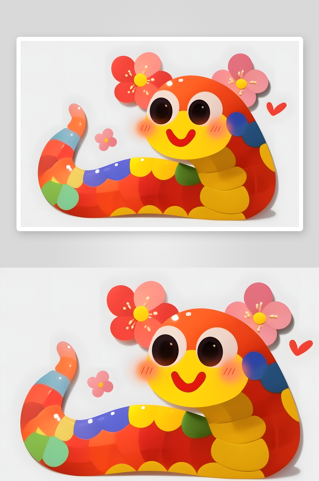 AI彩色卡通抽象風(fēng)Q版蛇年元素插畫素材