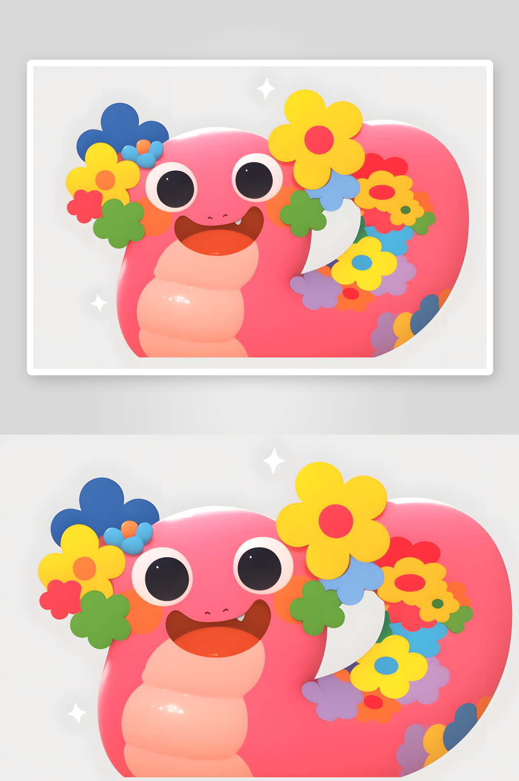 AI彩色卡通抽象風Q版蛇年元素插畫素材