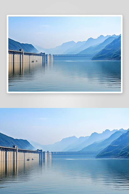 AI峡谷照片长江三峡水坝风景摄影图