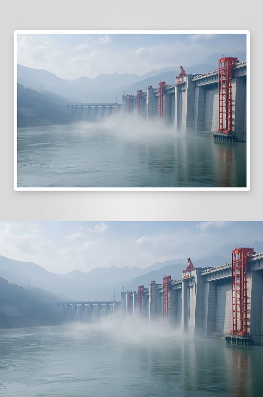 AI峡谷照片长江三峡水坝风景摄影图