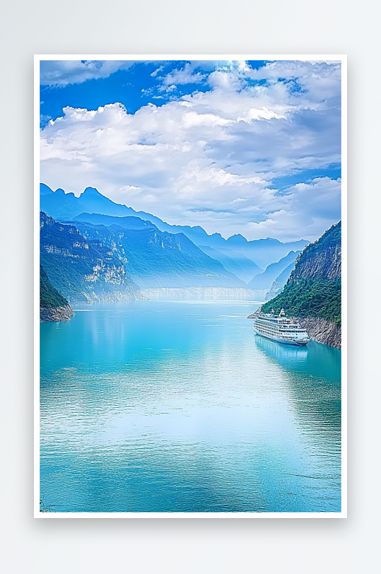 AI峡谷照片长江三峡水坝风景摄影图