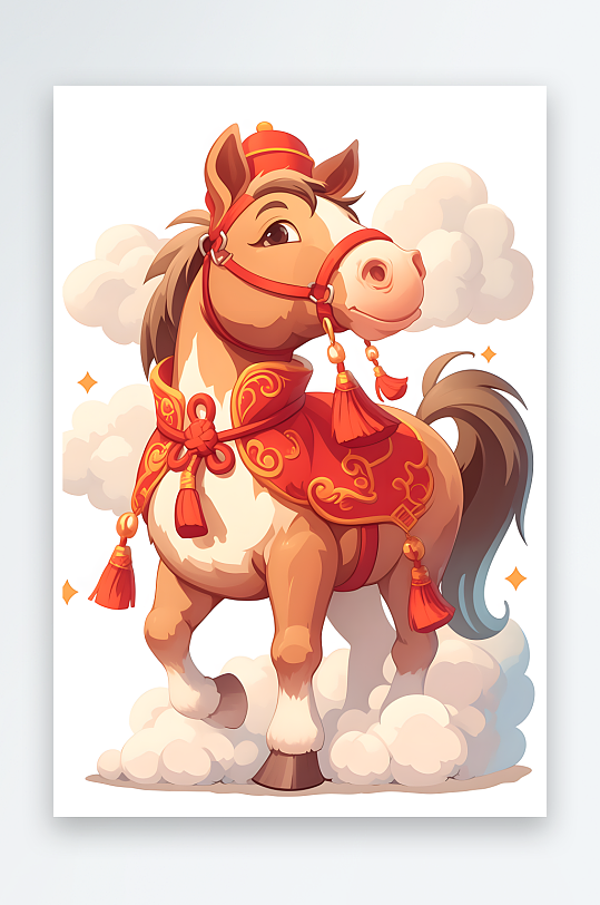 AI灯笼2026年喜庆丙午年马年卡通插画-众图网