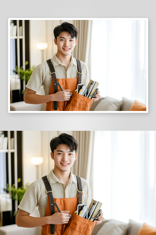 AI男性检修家政人员清洁工人物摄影图-众图网