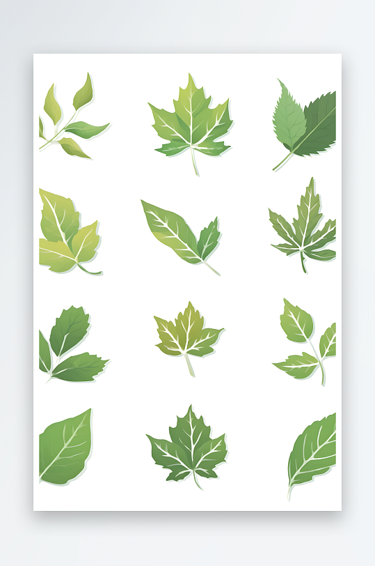 AI标志叶子树叶植物组合插画元素图案