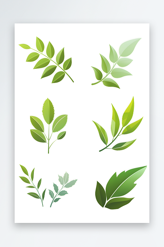 AI创意叶子树叶植物组合插画元素图案