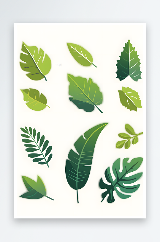 AI卡通叶子树叶植物组合插画元素图案