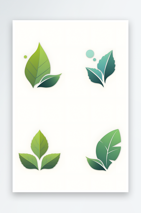 AI卡通叶子树叶植物组合插画元素图案