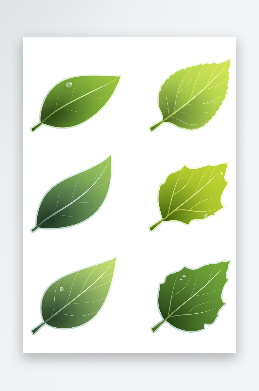 AI卡通叶子树叶植物组合插画元素图案素材