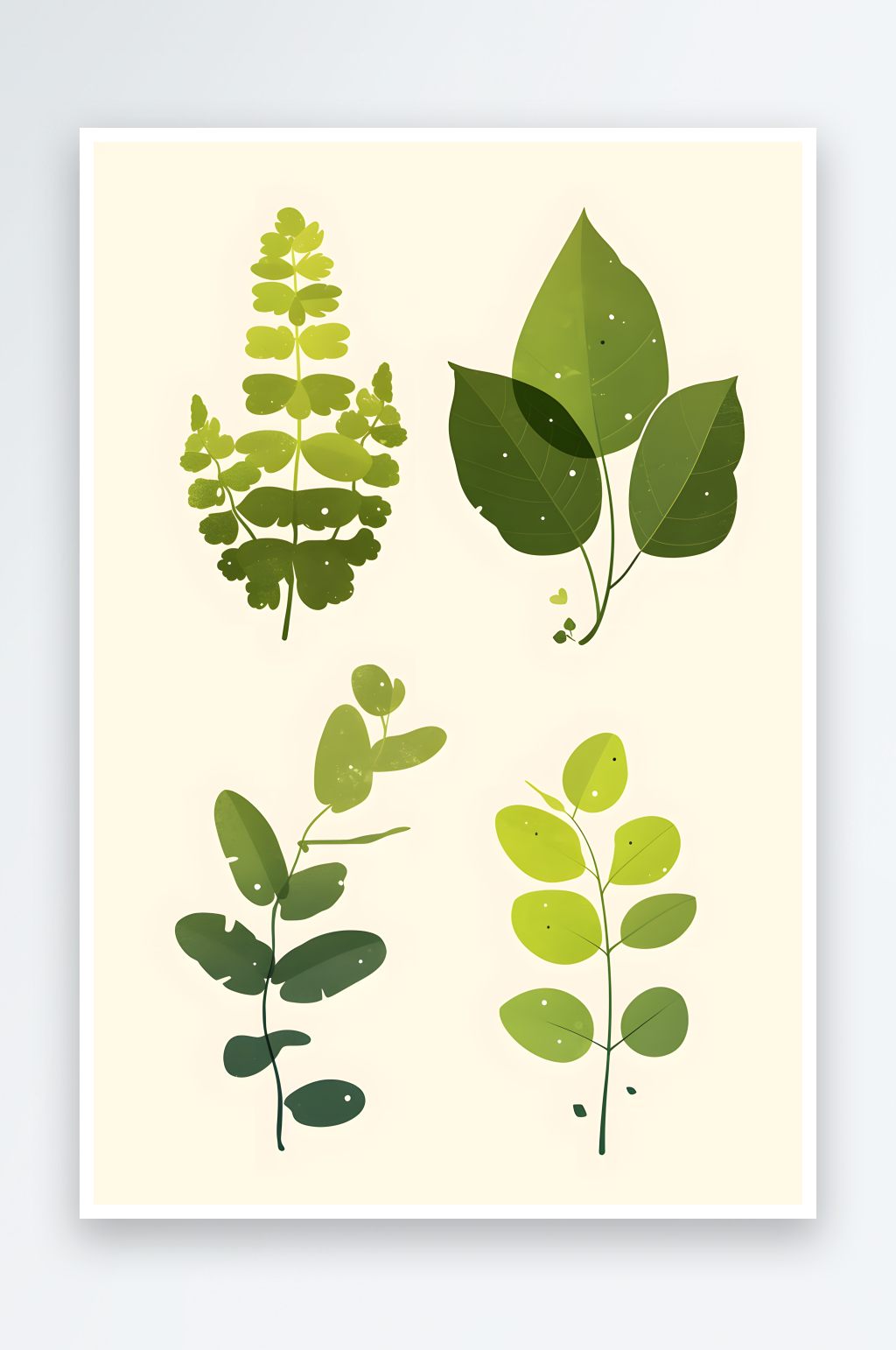 AI卡通叶子树叶植物组合插画元素图像素材