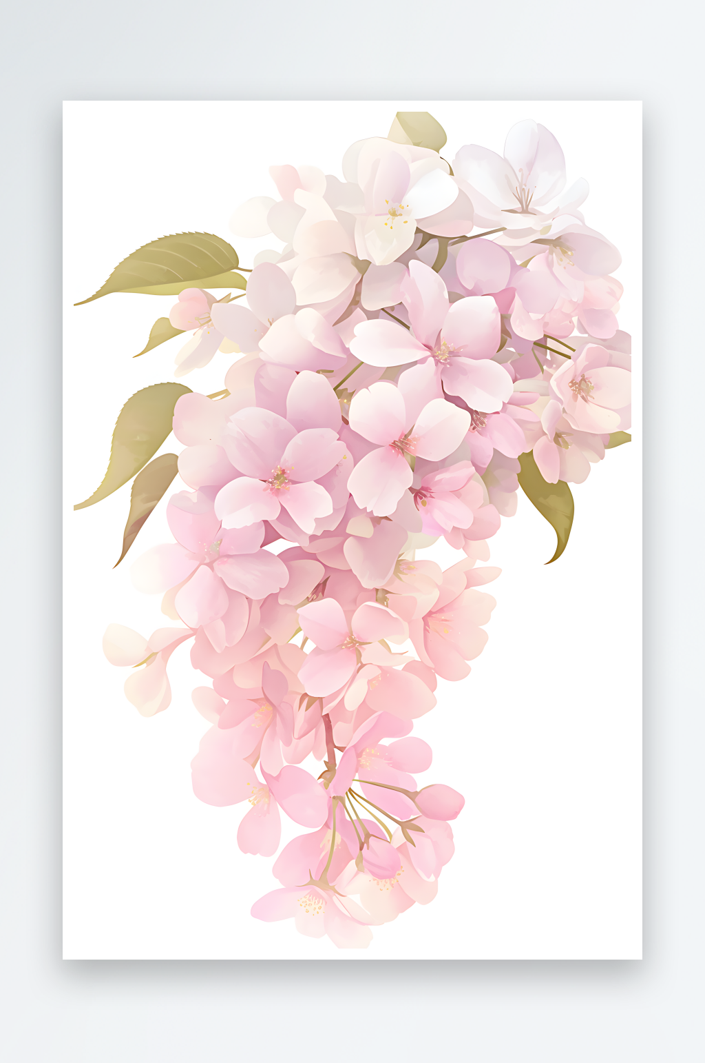 AI手绘梅花桃花树枝组合元素图像素材