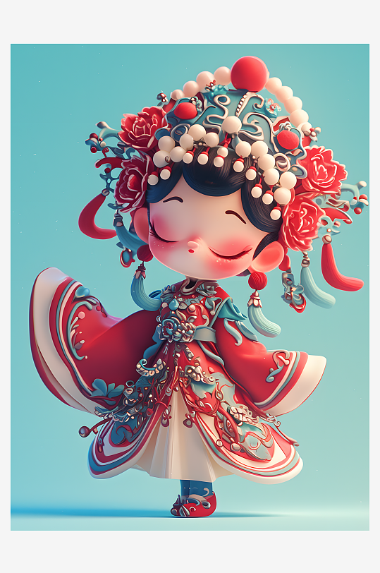 AI国粹戏剧卡通京剧国潮人物插画模型-众图网