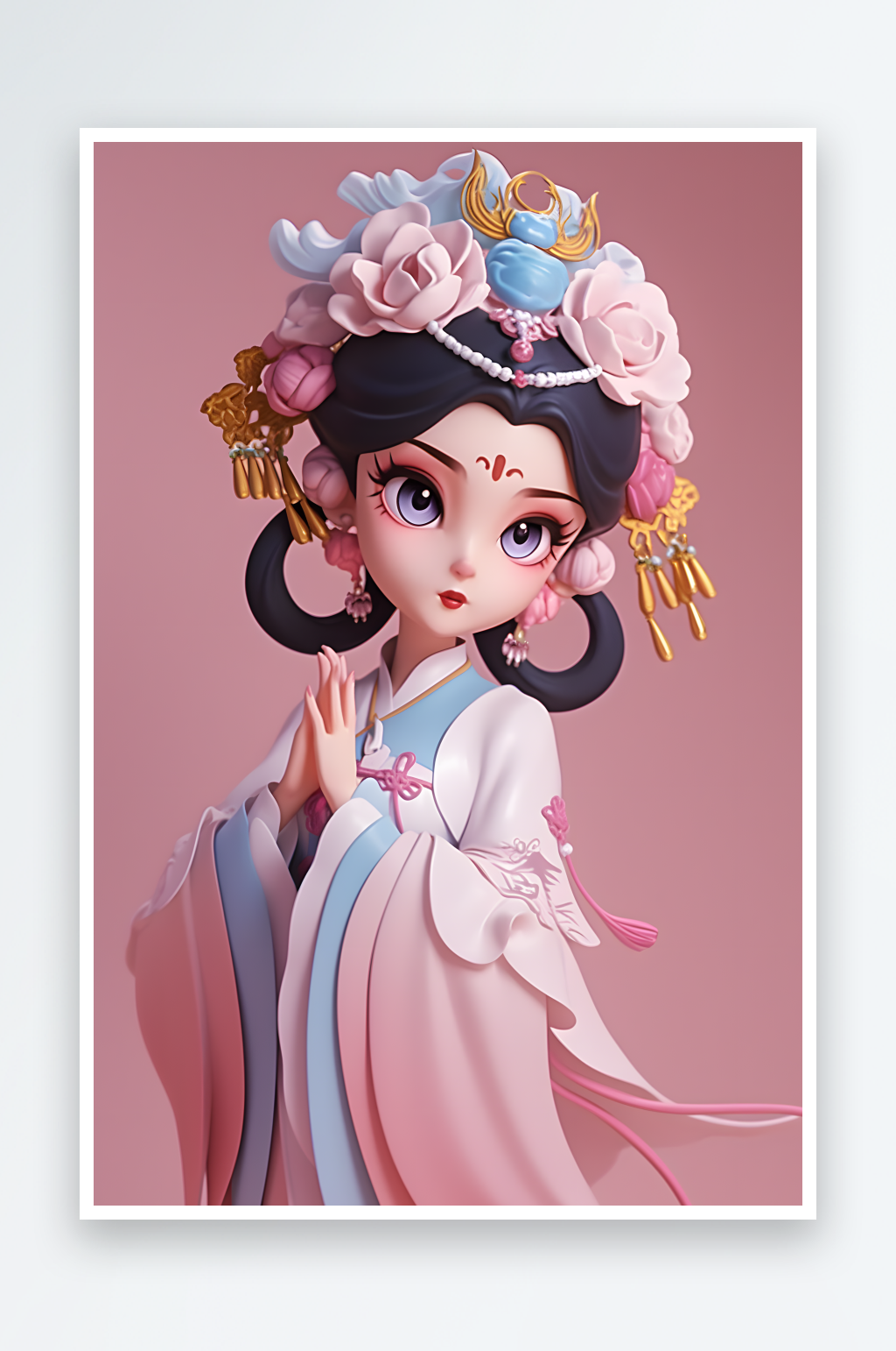 AI国粹卡通京剧国潮人物插画模型素材
