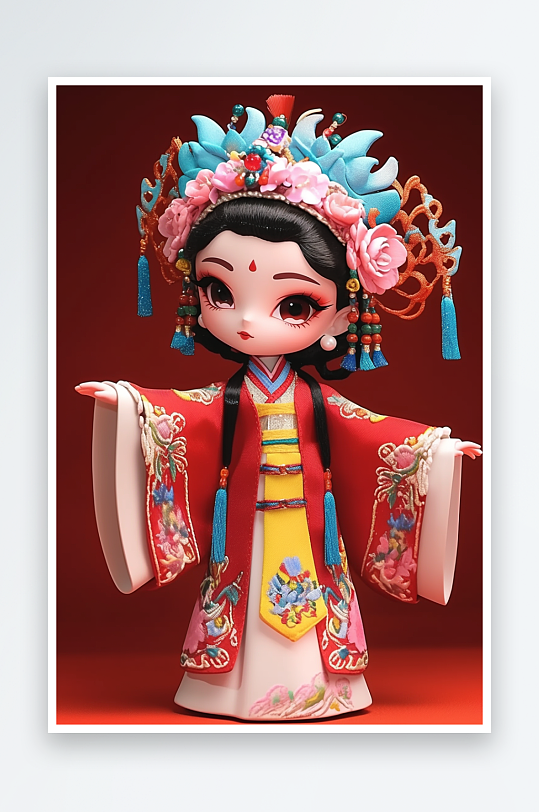 AI国粹卡通京剧国潮人物插画模型-众图网