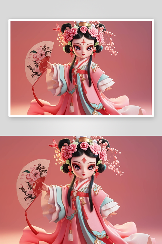 AI国粹戏曲卡通京剧国潮人物插画模型-众图网