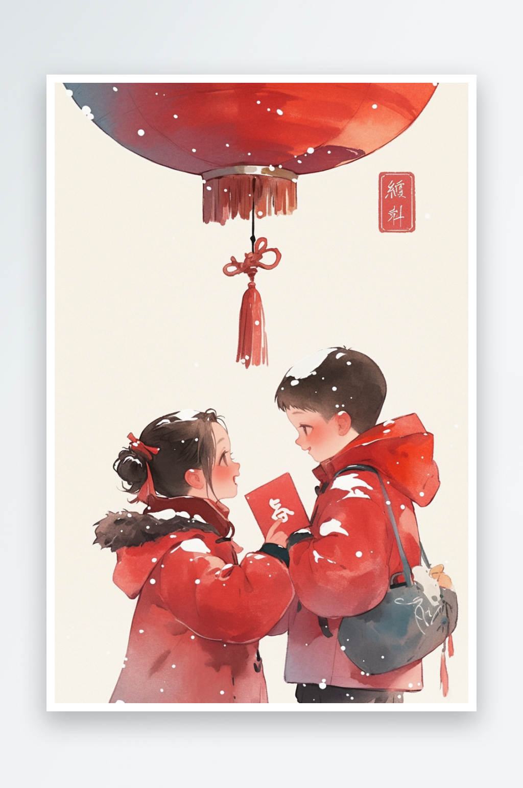 AI数字艺术新春年俗国风工笔水墨画插画素材
