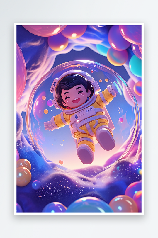 AI数字艺术儿童节穿越隧道人物模型-众图网