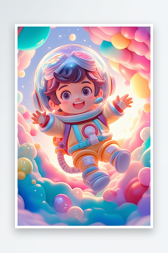 AI数字艺术儿童节穿越隧道人物模型-众图网