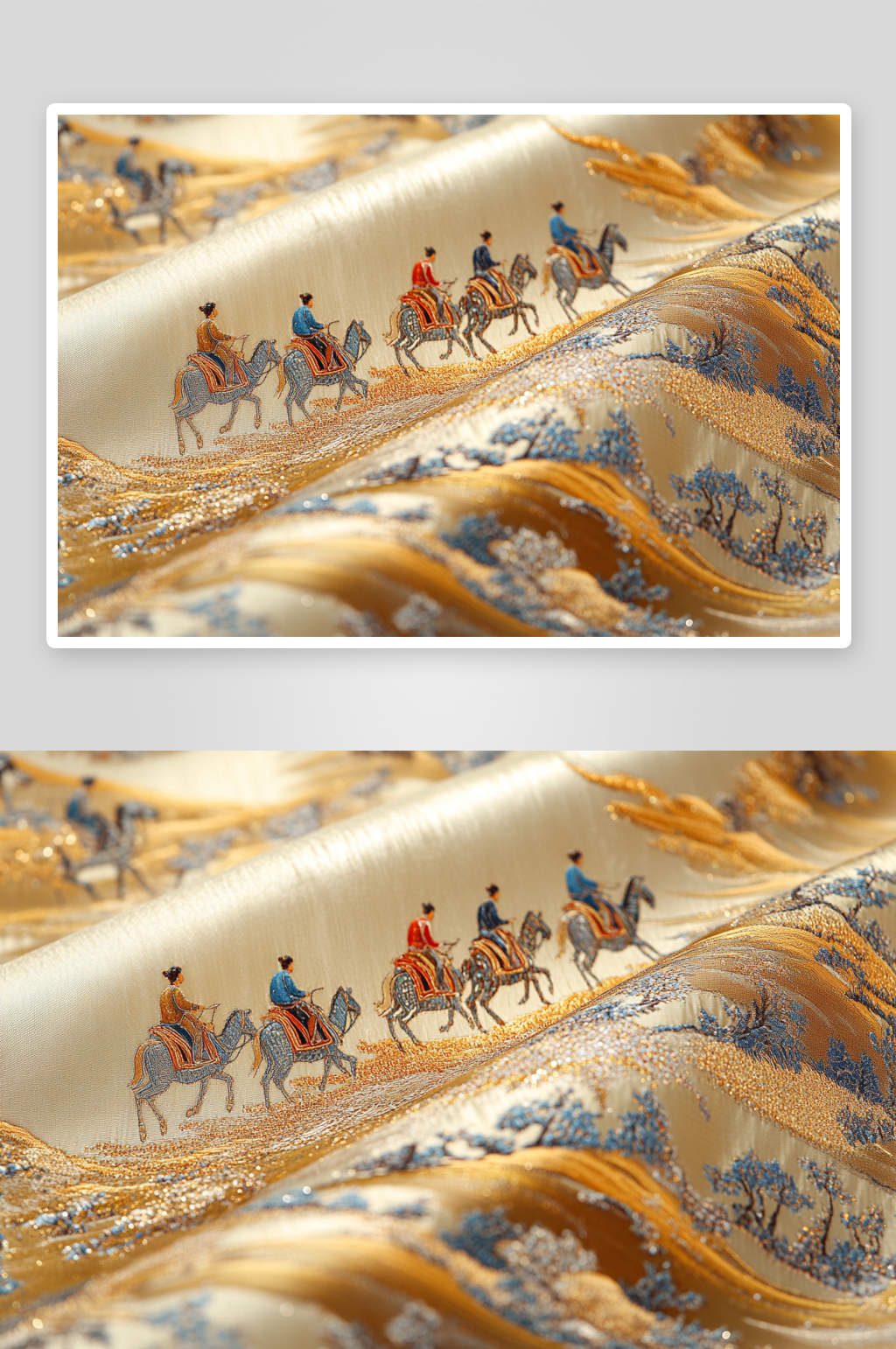 AI东方美学丝绸之路敦煌沙漠骆驼插画素材