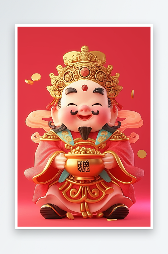 AI2025年中国传统新年财神爷金元宝-众图网