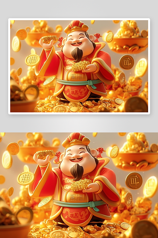 AI2025中国传统新年财神爷金元宝-众图网