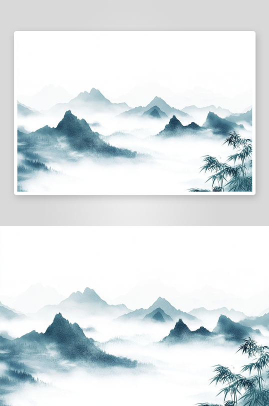 AI凉亭渔翁中国风水墨背景图