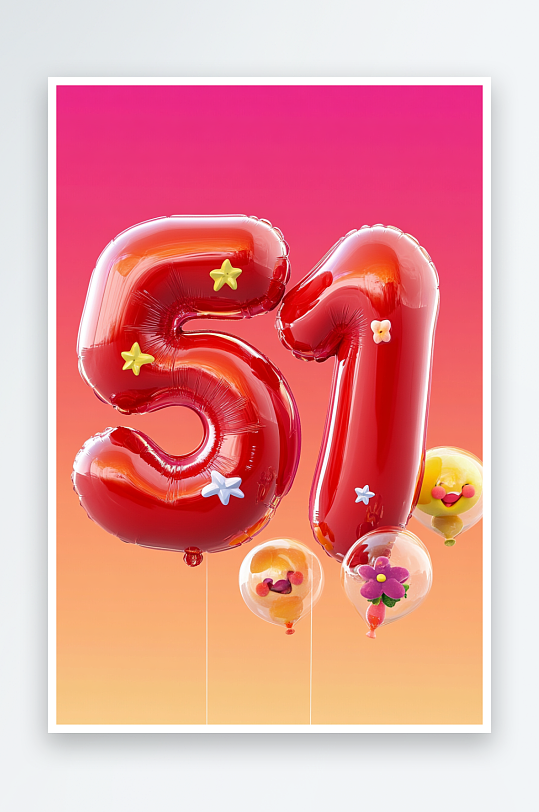 AI51五一劳动节气球膨胀数字艺术字母元素-众图网