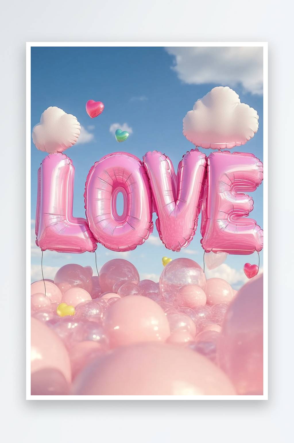 AI情人节爱心LOVE气球膨胀数字艺术字母元素素材
