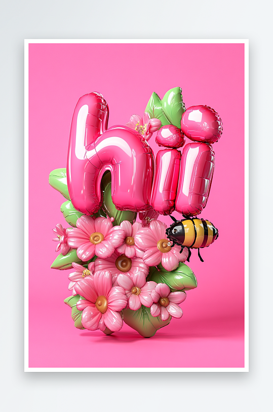 AI春季数字艺术气球膨胀数字艺术字母元素-众图网