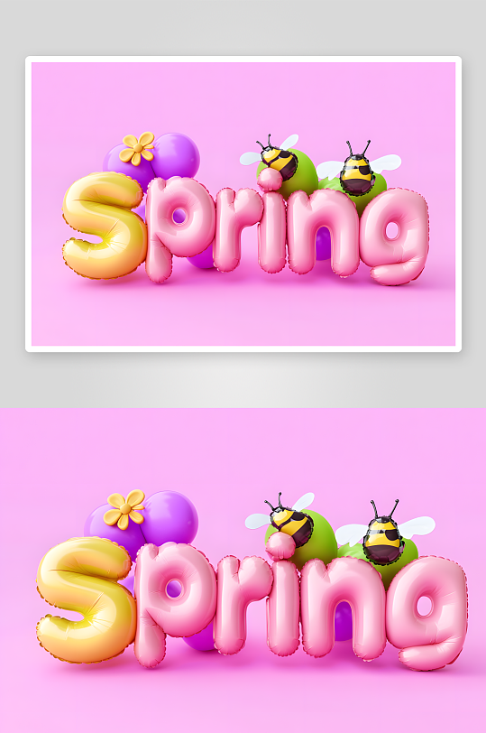 AI春季气球膨胀数字艺术字母元素-众图网