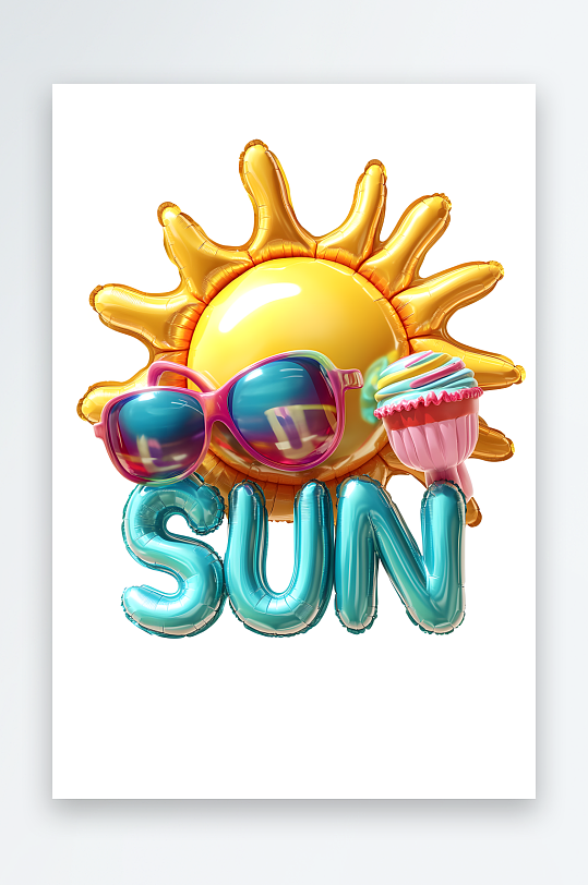 AI夏季夏天气球膨胀数字艺术字母元素-众图网