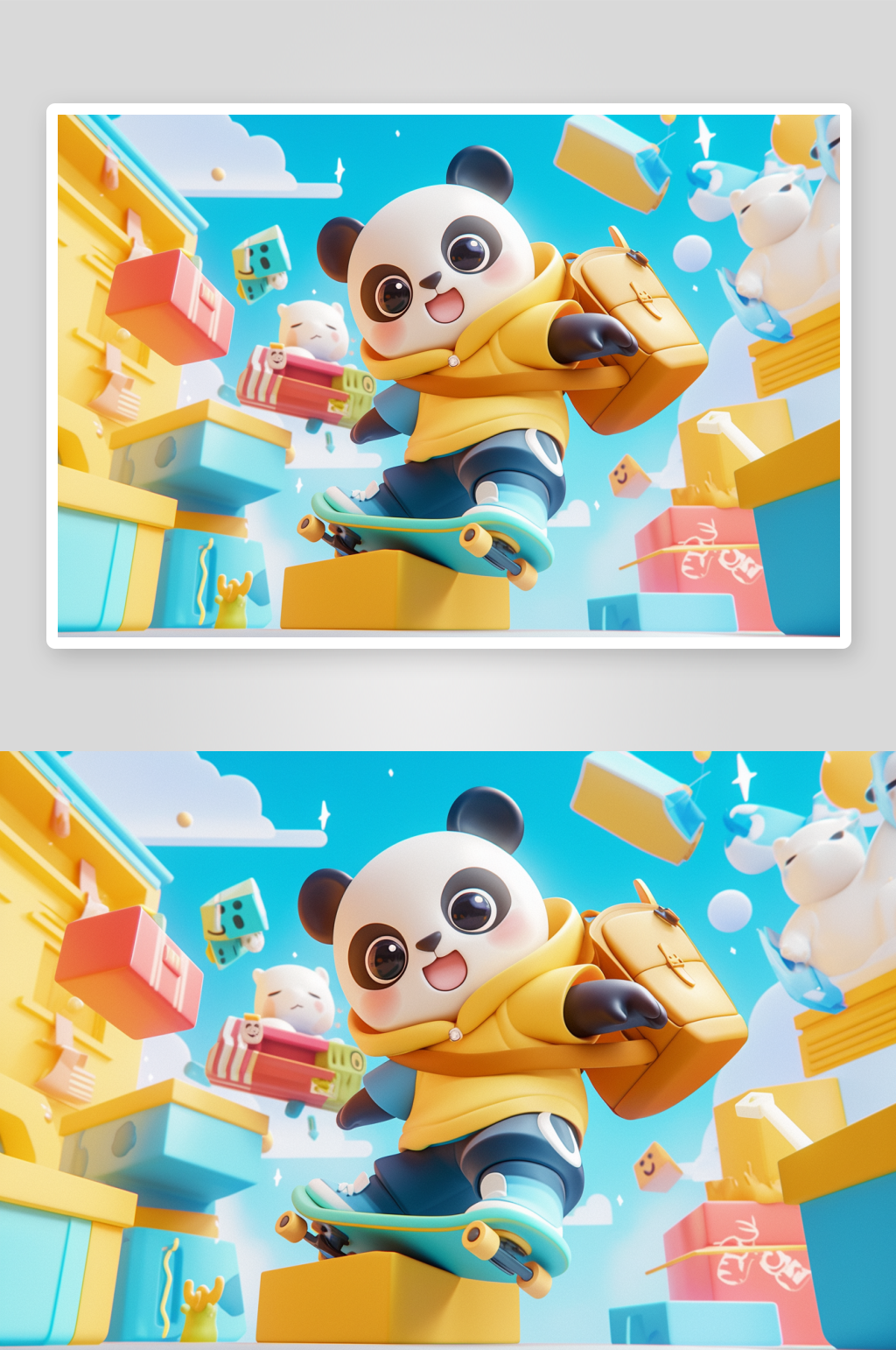 AI可愛熊貓潮流卡通動物熊貓IP插畫素材