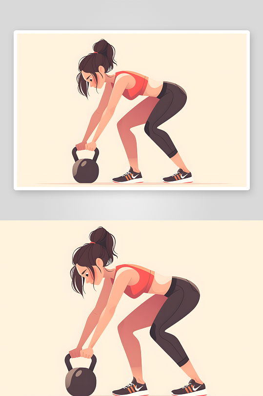 AI举重哑铃卡通健身房运动锻炼人物插画