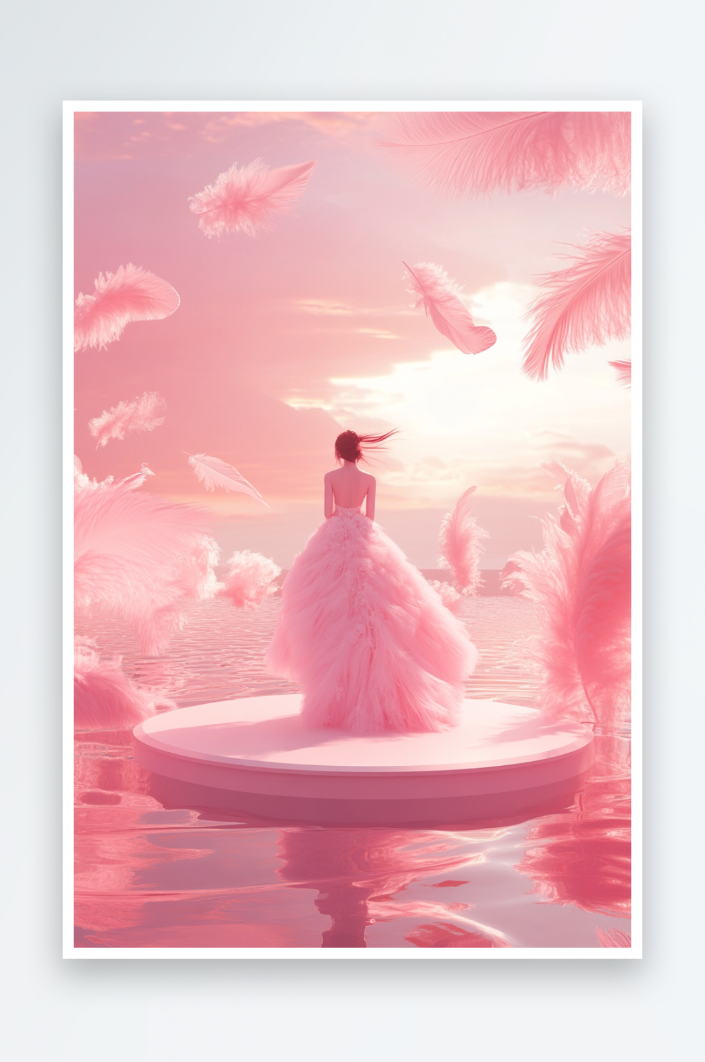 AI数字艺术妇女节美女鲜花电商展台场景素材