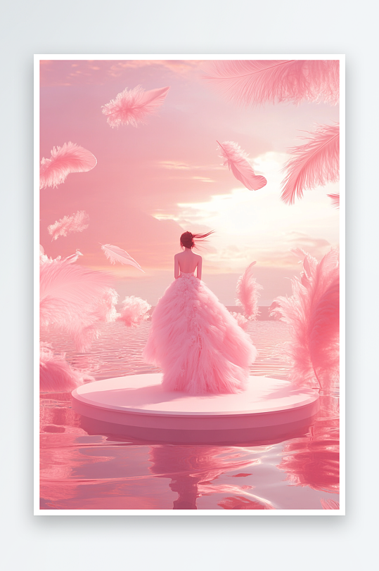 AI数字艺术妇女节美女鲜花电商展台场景-众图网