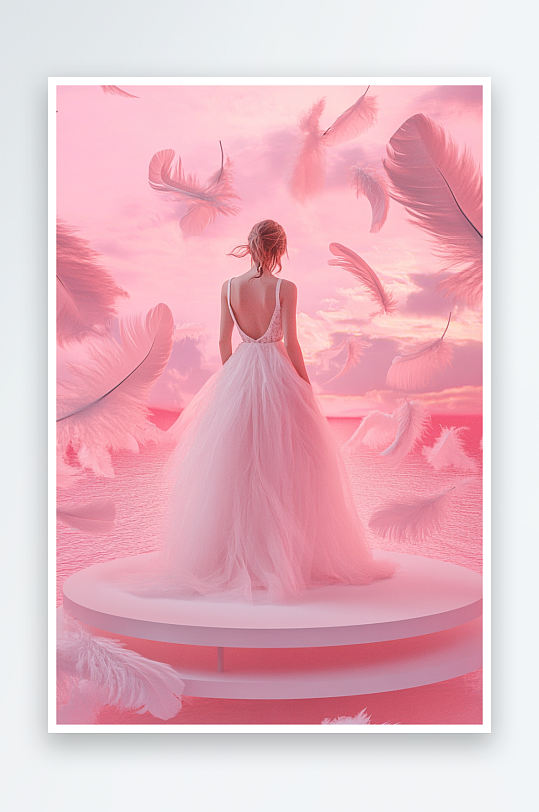 AI数字艺术妇女节美女鲜花电商展台场景-众图网