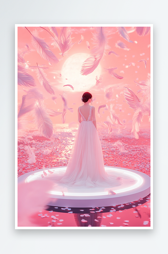 AI妇女节美女鲜花电商展台场景背景图-众图网