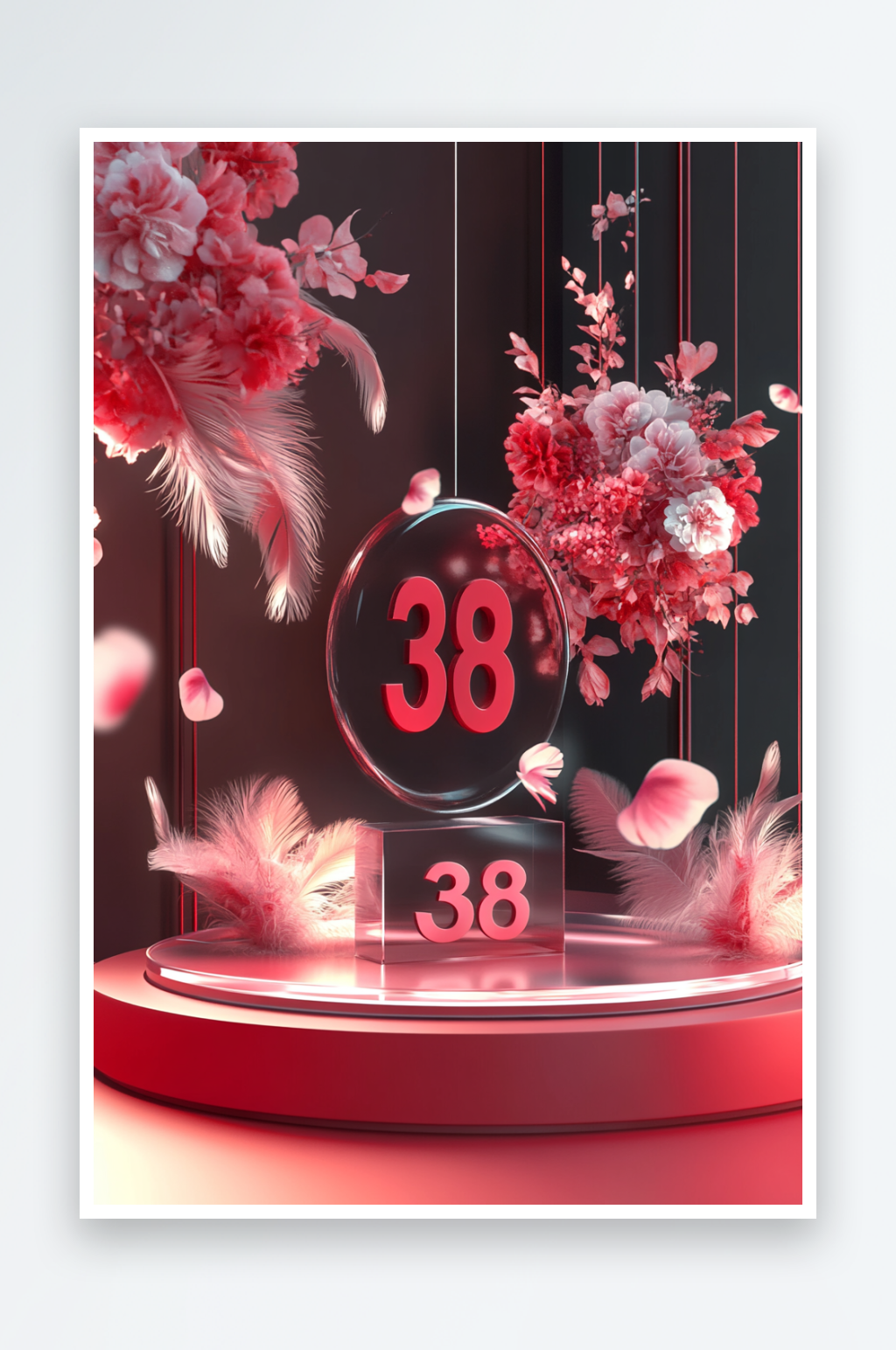 AI促銷婦女節(jié)美女鮮花電商展臺場景背景圖素材
