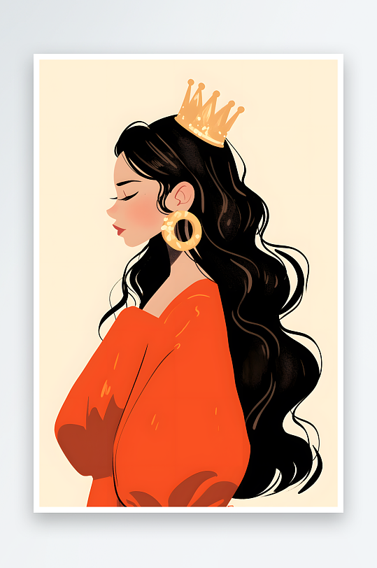AI玫瑰头冠妇女节女性女人美女人物插画-众图网