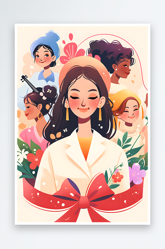 AI律师三八妇女节各职业女性人物插画-众图网