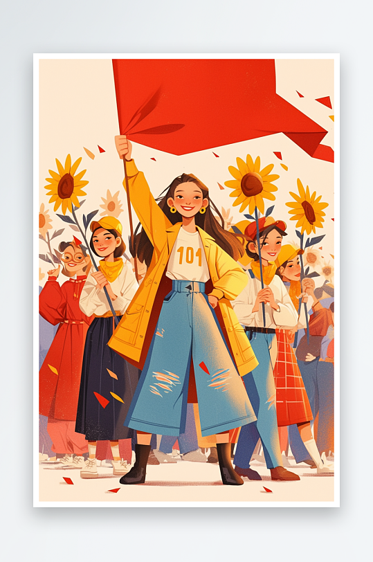 AI小提琴老三八妇女节各职业女性人物插画-众图网