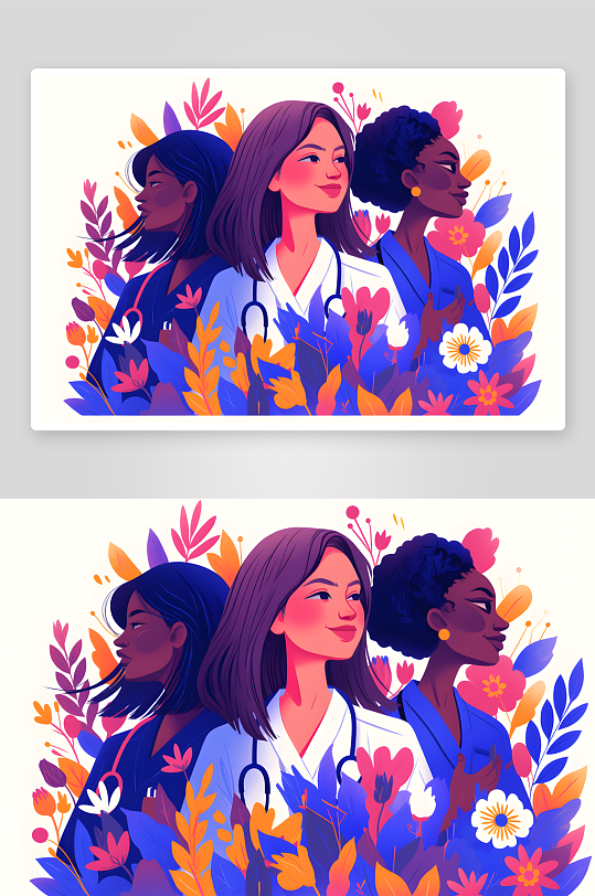 AI医生厨师三八妇女节各职业女性人物插画-众图网