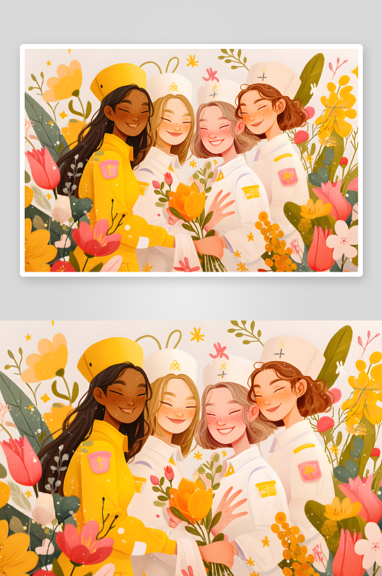 AI医生护士三八妇女节各职业女性人物插画-众图网