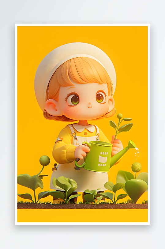 AI植树节人物种植树苗插画-众图网