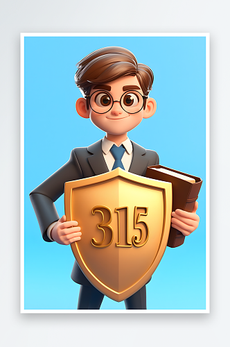 AI律师315消费者权益日卡通律师插