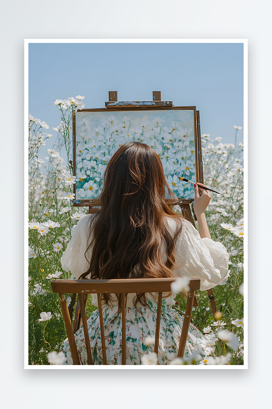 AI画画女春季春游郊游休闲人物摄影图-众图网