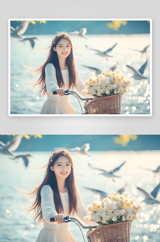 AI荡秋千向日春季春游郊游休闲人物摄影图-众图网