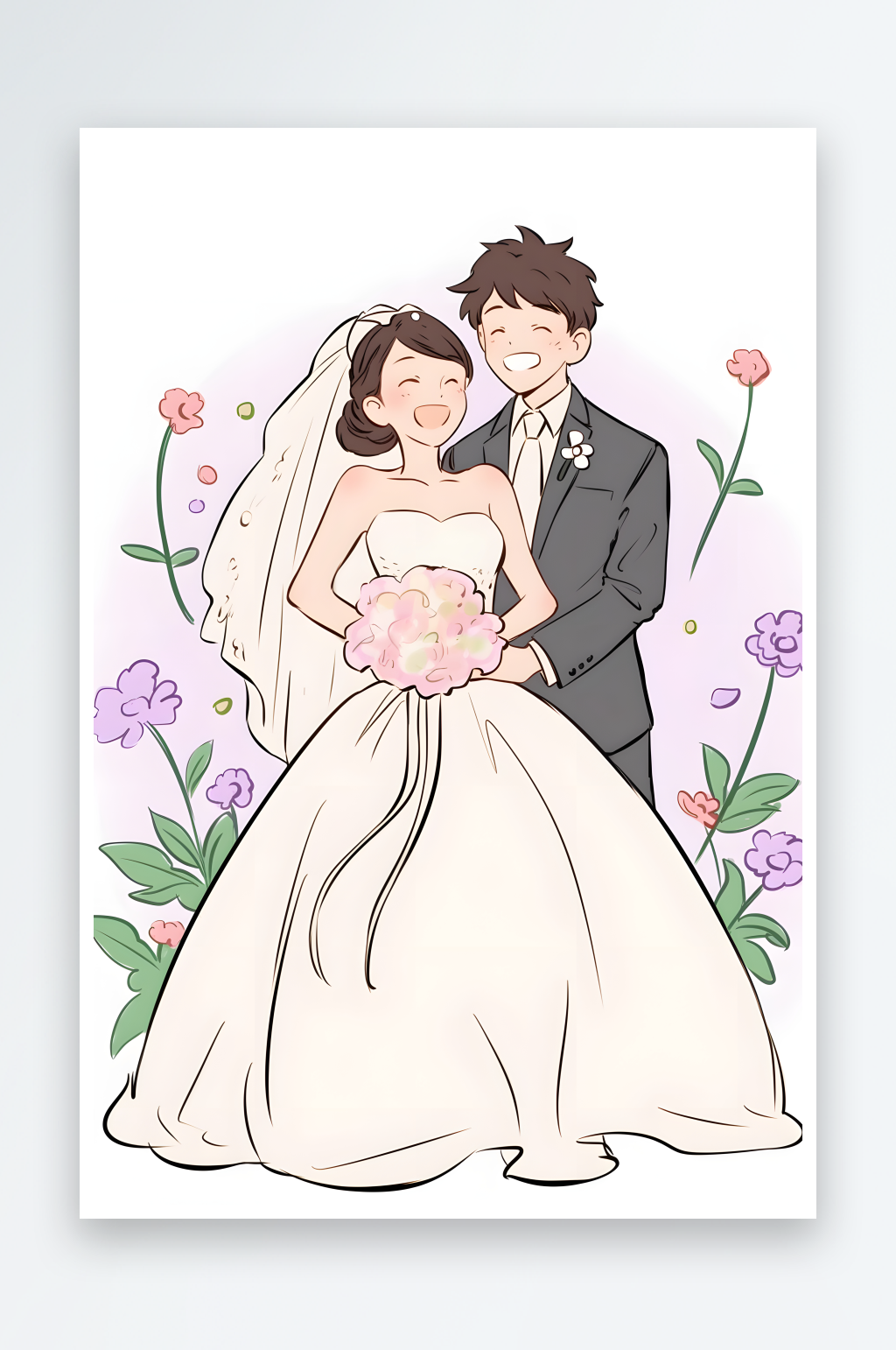 AI520情人節(jié)婚禮新人婚紗照迎賓插畫素材