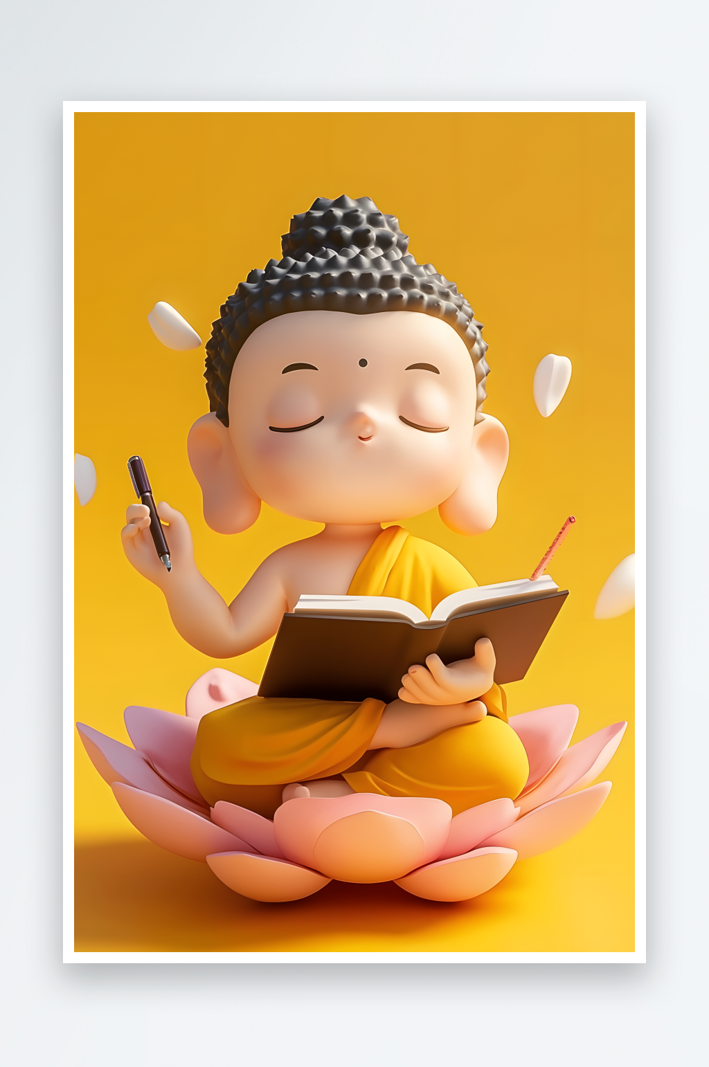AI办公潮流神话佛祖观音IP形象插画素材