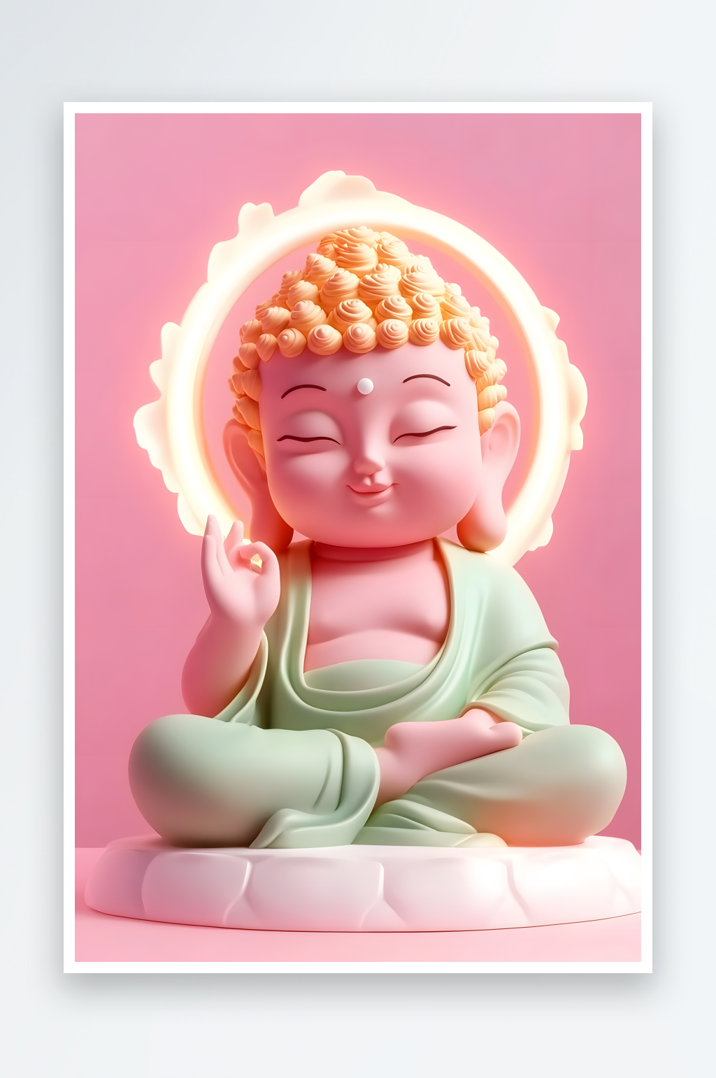 AI莲花竹子潮流神话佛祖观音IP形象插画素材