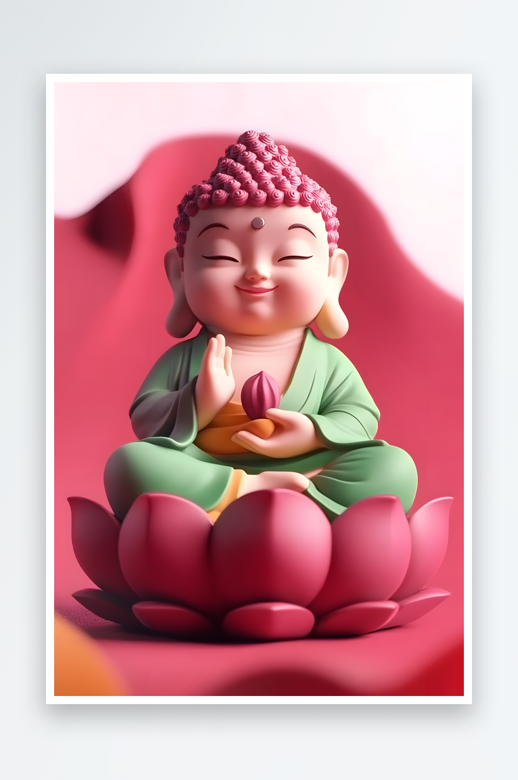 AI莲花竹子潮流神话佛祖观音IP形象插画素材